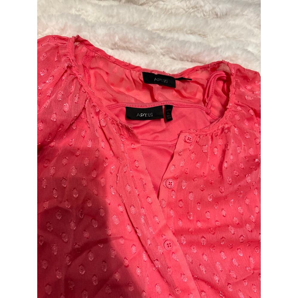 Apt. 9 Women's Coral Pink Blouse Petite Large Long Sleeve Boho - Picture 4 of 5